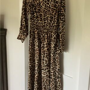 LOFT Animal Print Long Sleeve Dress